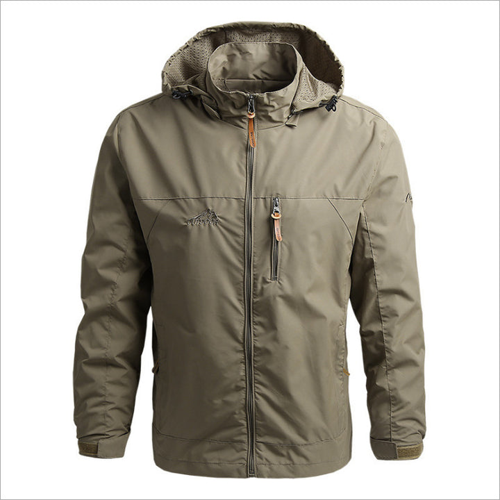 Herren Atmungsaktive Softshell Outdoorjacke mit verstellbarer Kapuze und Reißverschlusstaschen Drune