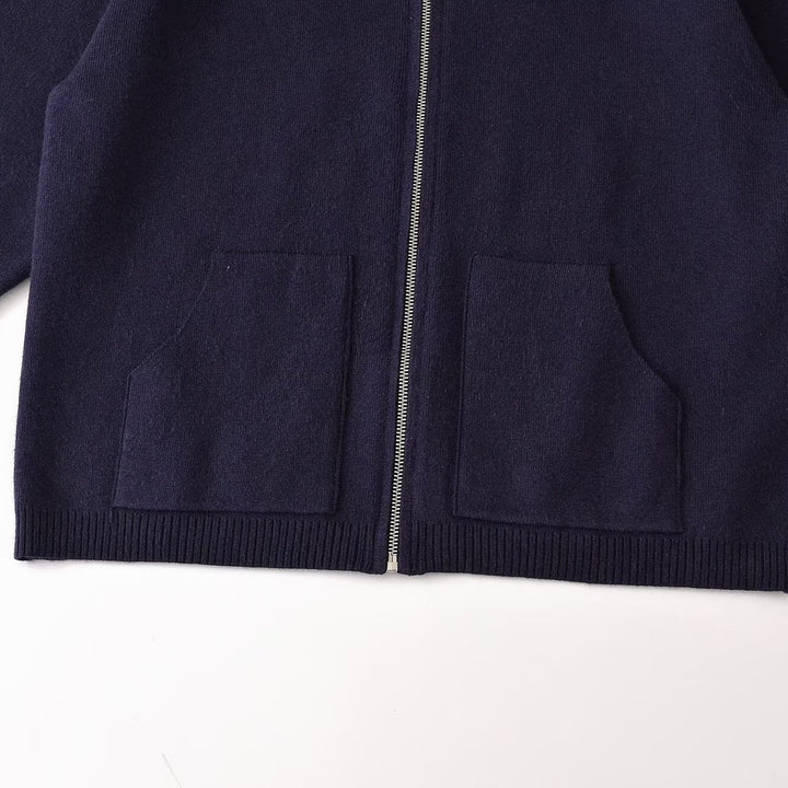 Damen Grobgestrickte Oversize-Zipjacke mit Stehkragen und aufgesetzten Taschen Drune