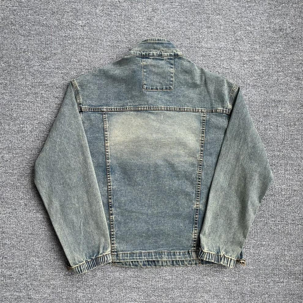 Herren Modische Jeansjacke mit Stehkragen Drune