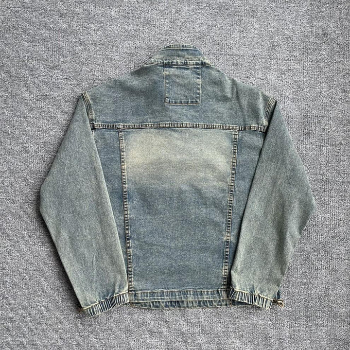 Herren Modische Jeansjacke mit Stehkragen Drune