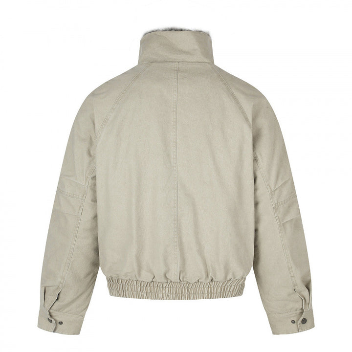 Damen Kurz geschnittene Cord‑Optik Blousonjacke mit Kunstfellfutter und hohem Stehkragen Drune