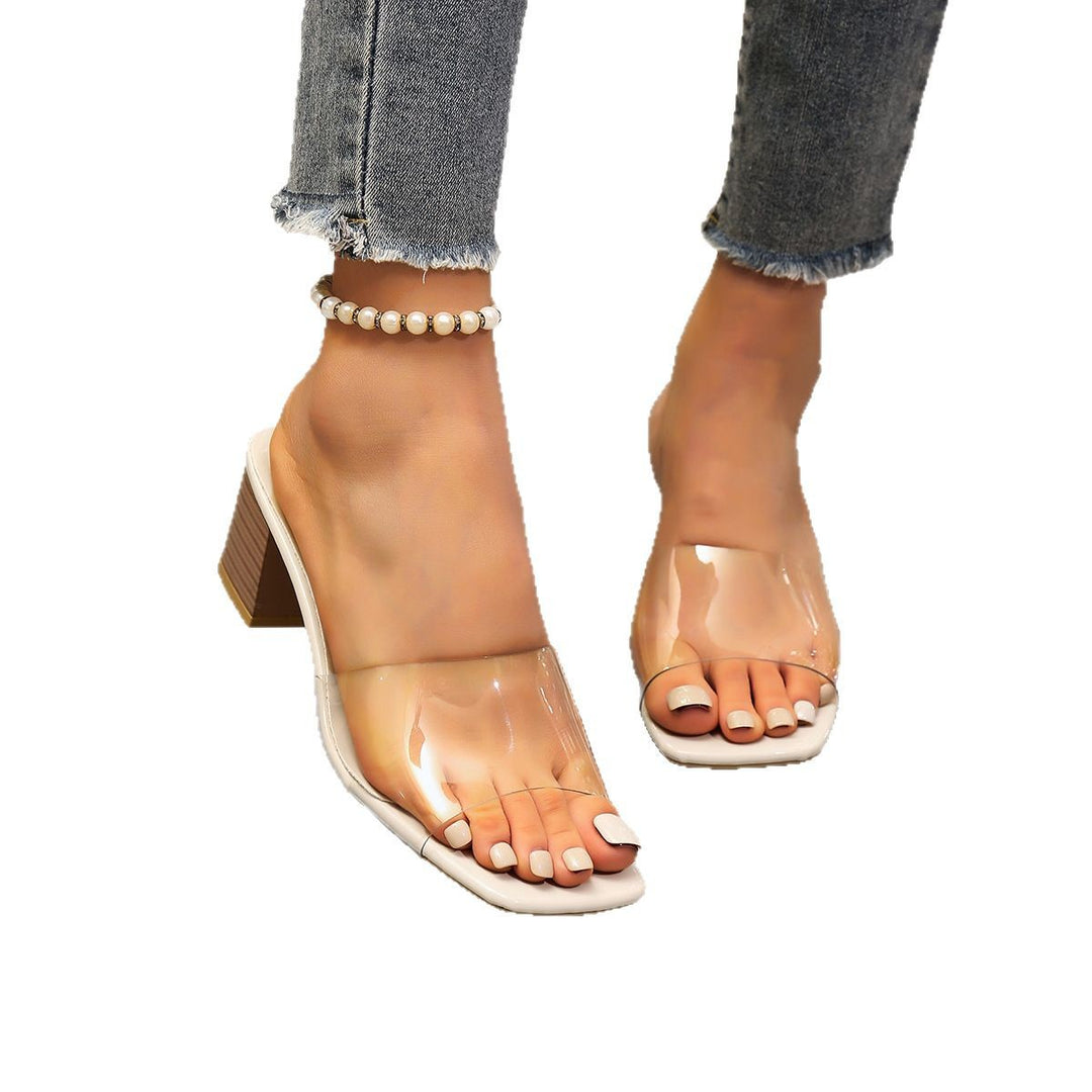 Damen Transparente Blockabsatz-Pantoletten mit bequemer Passform Drune