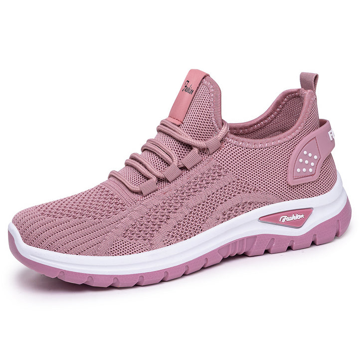 Damen nan sockenähnlicher Strick-Fit Sneaker mit elastischer Schnürung, gelochter Fersenverstärkung und dämpfender Plateau-Sohle Drune