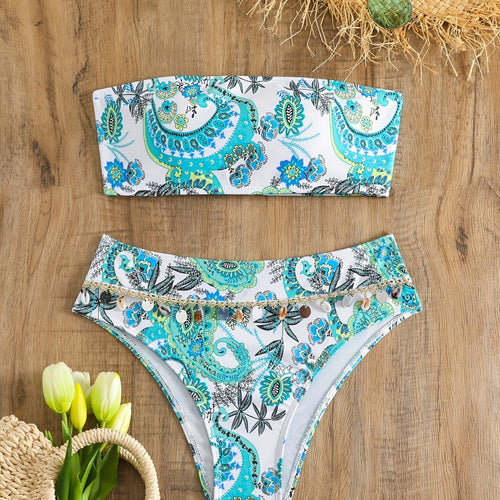 Damen Bandeau-Bikini-Set mit eleganten Muscheldetails Drune