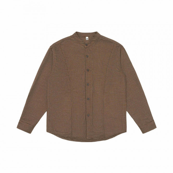 Herren Overshirt‑Hemdjacke mit Stehkragen, Hahnentritt‑Muster und gerundetem Saum Drune