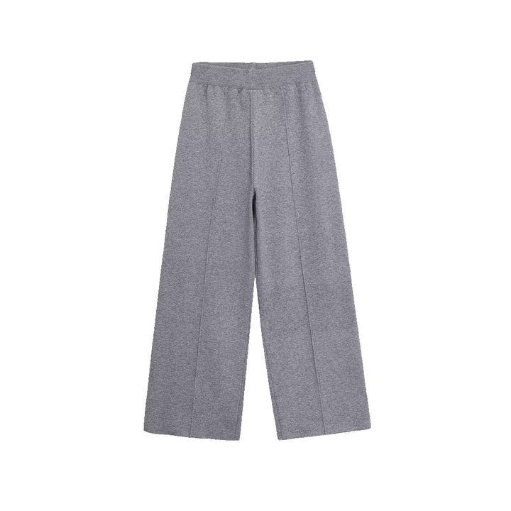 Damen Weite Strickhose mit hoher Taille, elastischem Bund und Teilungsnaht Drune