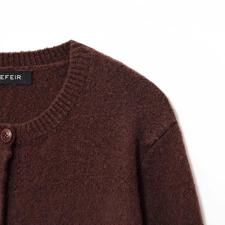 Damen kuschelige Strickjacke mit klassischen Knöpfen und Rundhalsausschnitt Drune