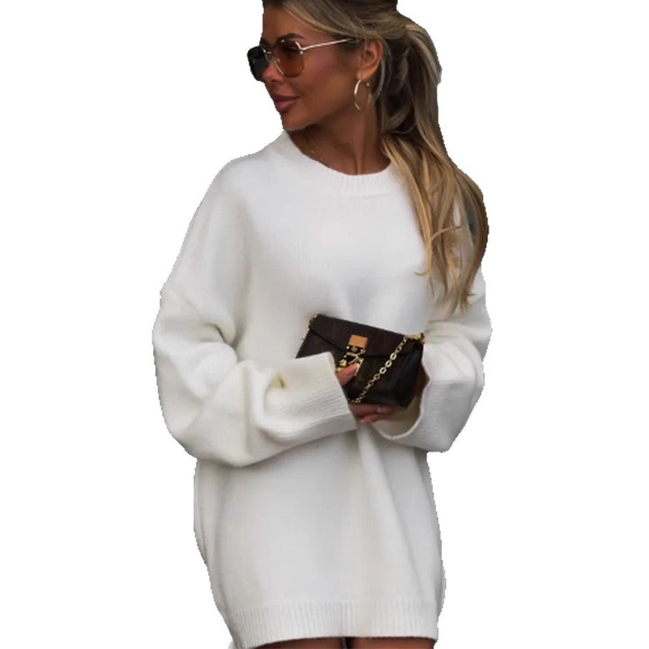 Damen Oversized Strickpullover mit weitem Schnitt und verlängertem Saum Drune