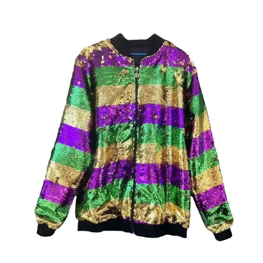 Damen Glitzernde Bomberjacke mit multicolore Pailletten Drune