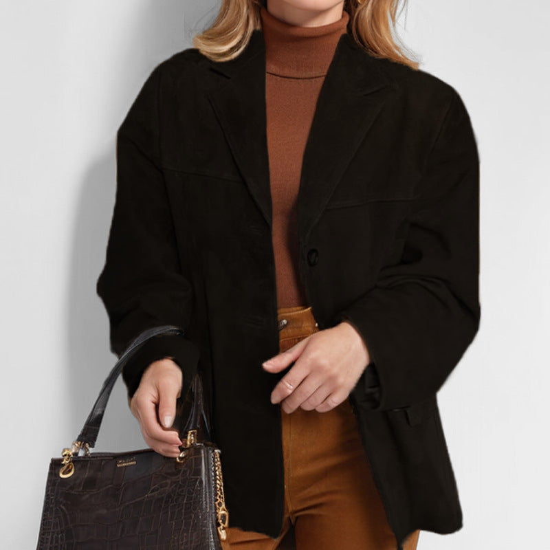 Damen elegante Wildlederjacke mit lässiger Passform Drune