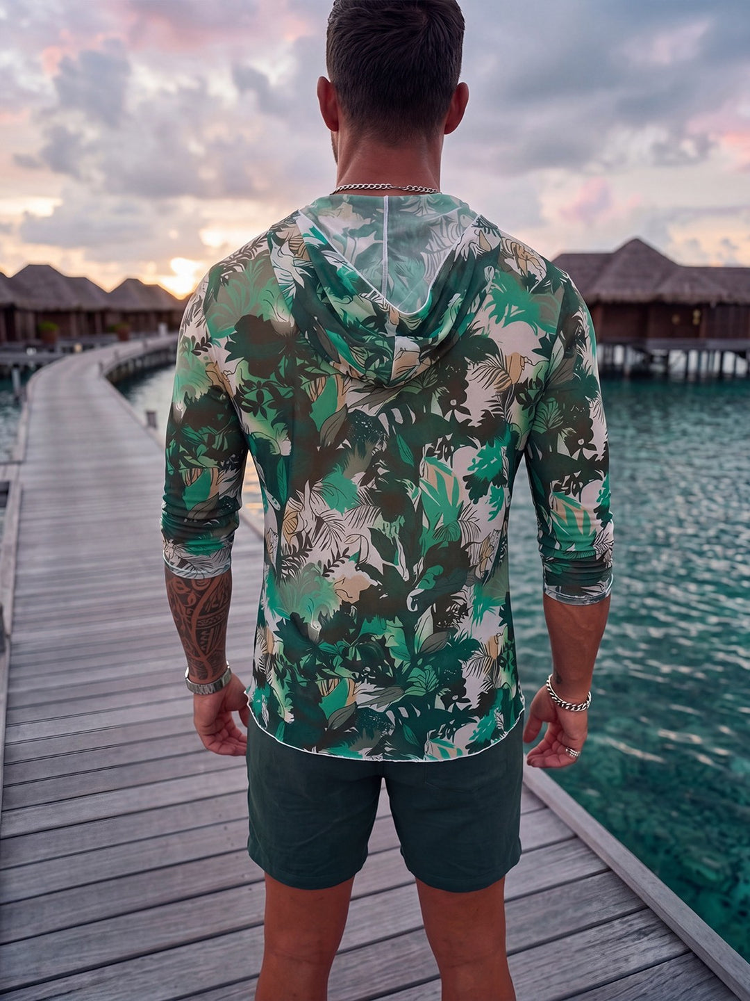 Herren Langarmshirt mit floralem Muster Drune