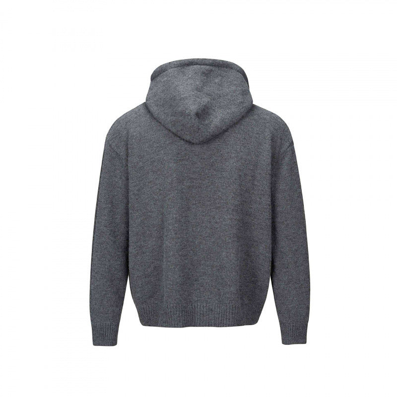 Unisex Grobgestrickter Kapuzencardigan mit durchgehender Knopfleiste und Rippbündchen Drune