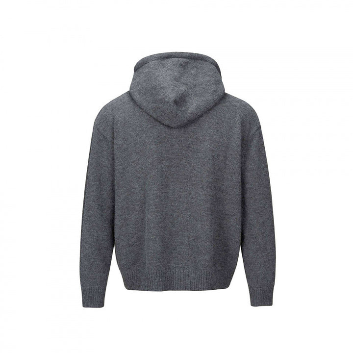 Unisex Grobgestrickter Kapuzencardigan mit durchgehender Knopfleiste und Rippbündchen Drune
