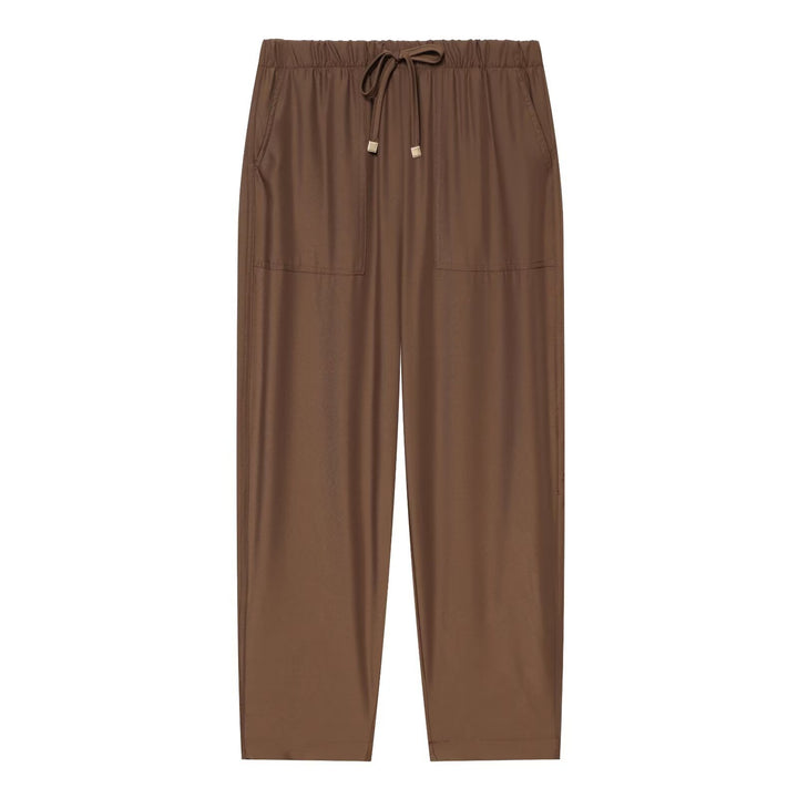 Damen Leichte Relaxed-Cropped-Loungehose mit Gummibund und Eingrifftaschen Drune
