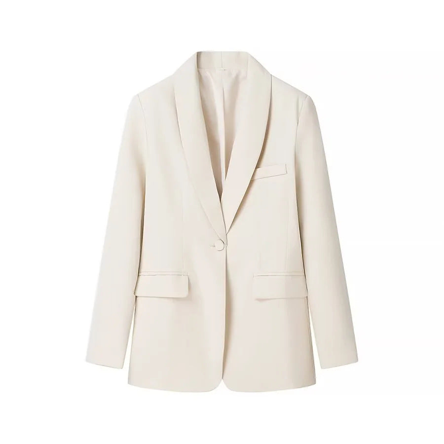 Damen nan taillierter Longblazer mit Schalkragen, verdecktem Knopfverschluss und Pattentaschen Drune