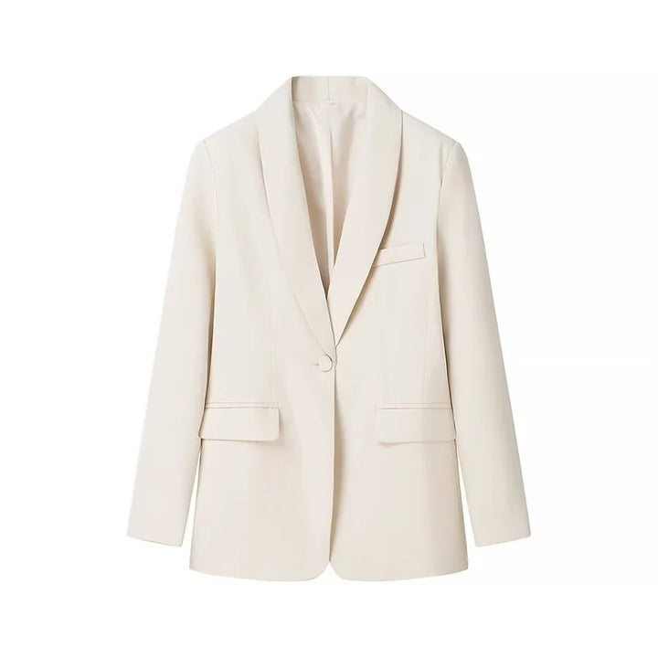 Damen nan taillierter Longblazer mit Schalkragen, verdecktem Knopfverschluss und Pattentaschen Drune