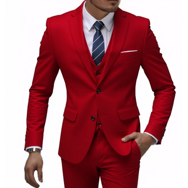 Herren Eleganter taillierter dreiteiliger Anzug mit Weste und leichtem Stretch Drune