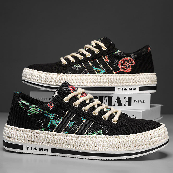 Herren Freizeitschuhe mit stylischem Textiloberteil und geflochtener Sohle Drune