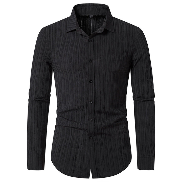 Herren Texturiertes Slim-Fit-Hemd mit krauser Struktur und Kentkragen Drune