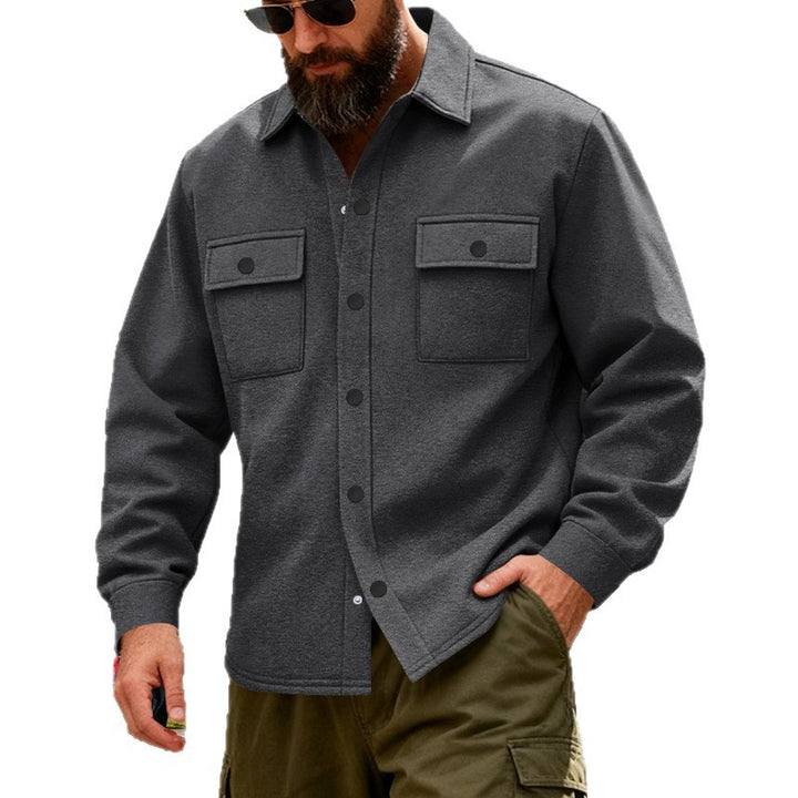 Herren nan Overshirtjacke aus robustem Baumwollmix mit Druckknopfleiste, aufgesetzten Brusttaschen und entspannter Silhouette Drune