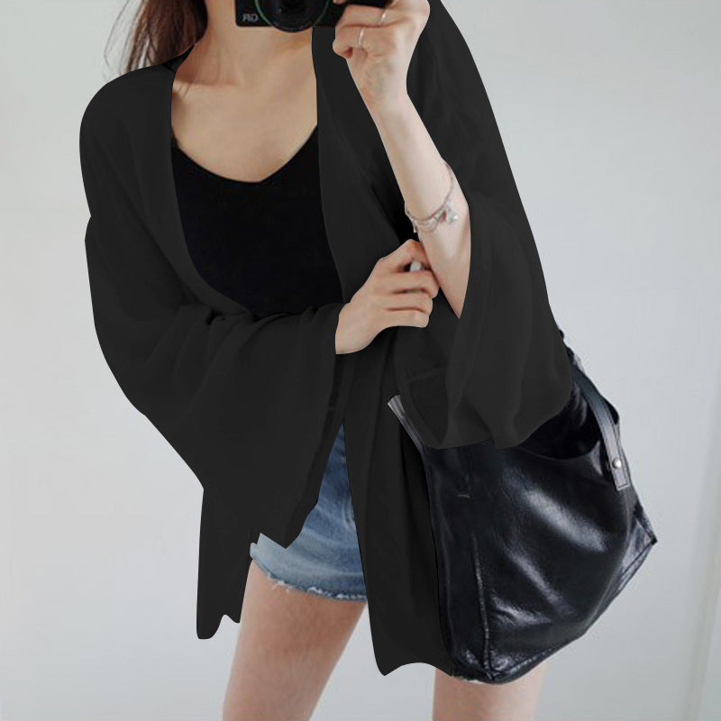 Damen elegante Kimonojacke mit lockerem Schnitt und aufwendig gestalteten Ärmeln