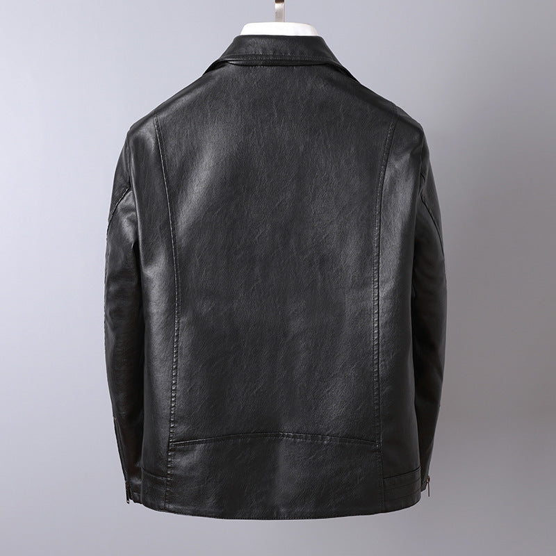 Herren Lederoptik-Bikerjacke mit asymmetrischem Reißverschluss und Ziptaschen Drune