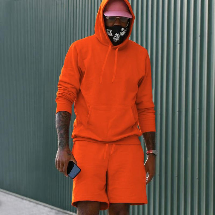 Drune Herren Hoodie-Shorts-Set mit Kängurutasche