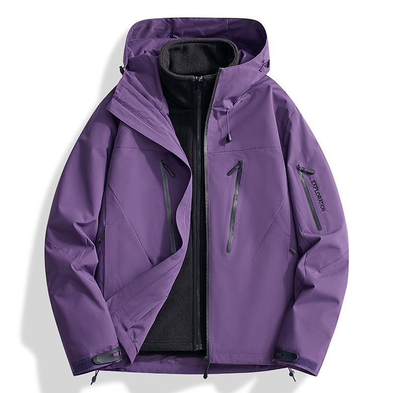 Herren Zwei-in-Eins Softshell-Outdoorjacke mit abnehmbarer Fleece-Innenjacke und wasserdichten Reißverschlüssen Drune