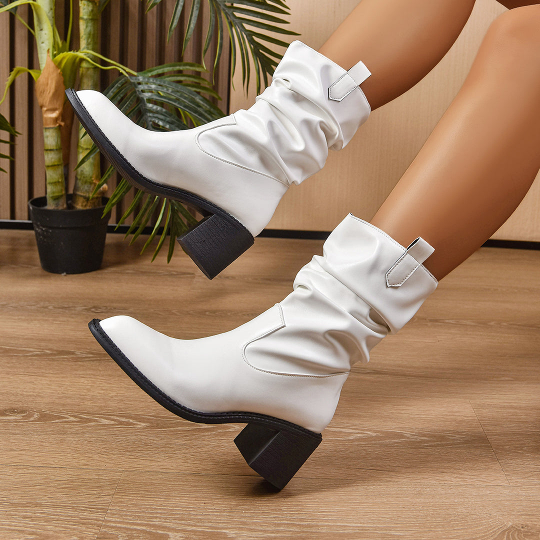 Damen Stiefeletten mit elegantem rüschenförmigen Design und bequemer Sohle Drune
