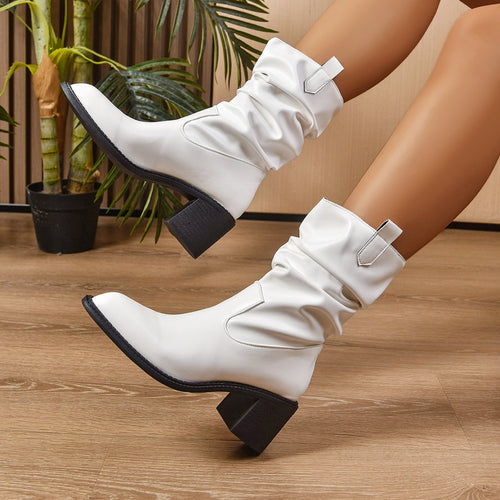 Damen Stiefeletten mit elegantem rüschenförmigen Design und bequemer Sohle Drune