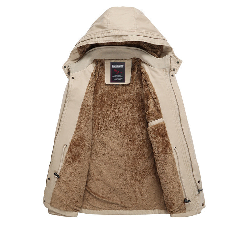 Herren Parka mit wärmender Teddyfleece-Fütterung, Kapuze und multifunktionalen Taschen Drune