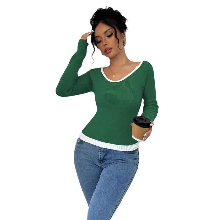 Damen Feinstrickpullover mit kontrastierendem Saum Drune