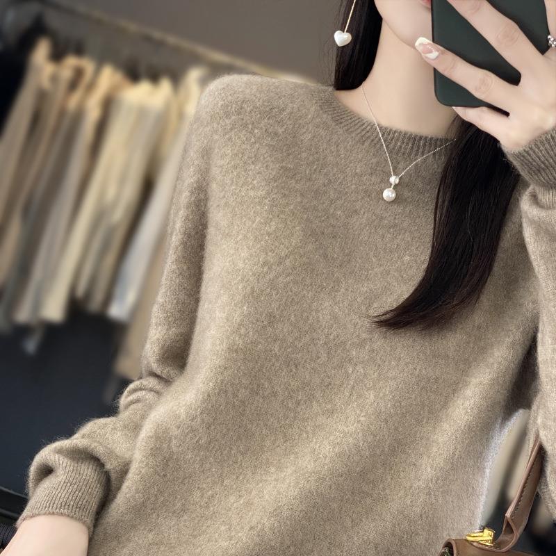 Damen Lockerer Feinstrick-Pullover mit Rundhalsausschnitt und flauschiger Angora-Optik Drune