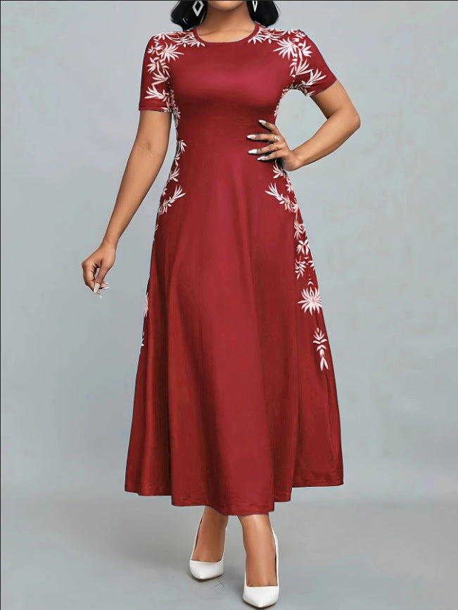 Damen Elegantes Maxikleid mit floralen Stickereien Drune
