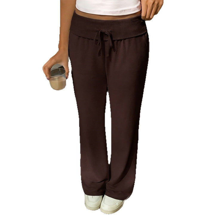 Damen nan weite Loungehose mit Umschlagbund, Kordelzug und fließendem Jersey Drune