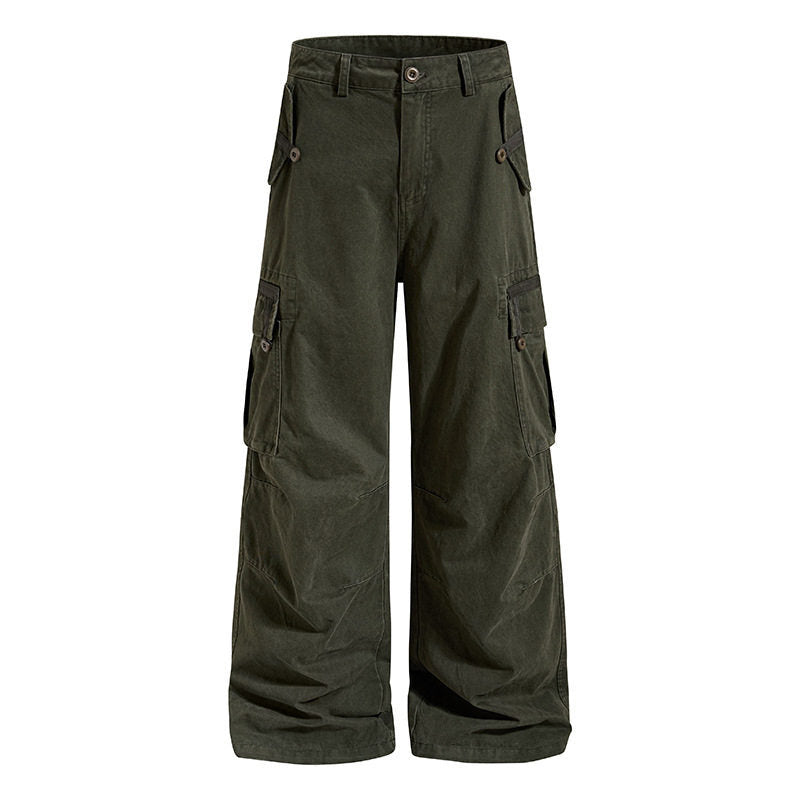Damen Weite Cargo-Culottehose mit hoher Taille und Multi-Taschen Drune