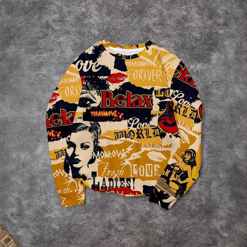 Damen Lässiger Sweatshirt mit kreativem Grafikdruck Drune