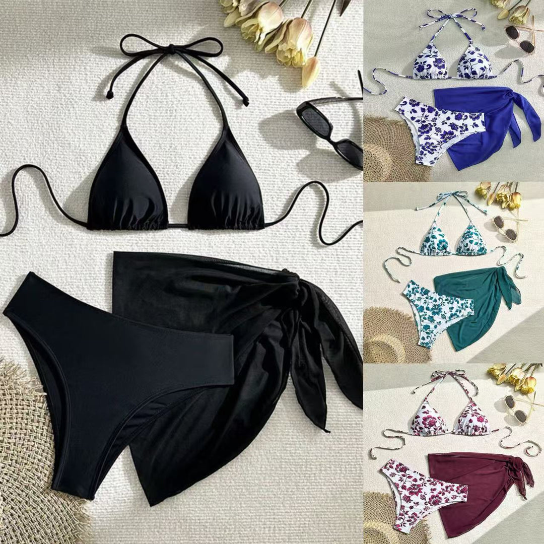 Damen Bikini-Set mit floralem Design und lässigem Überrock Drune