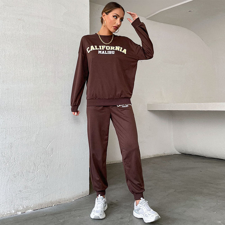 Damen Lässiges Sweatset im College‑Look mit Oversize‑Sweatshirt und Jogginghose Drune