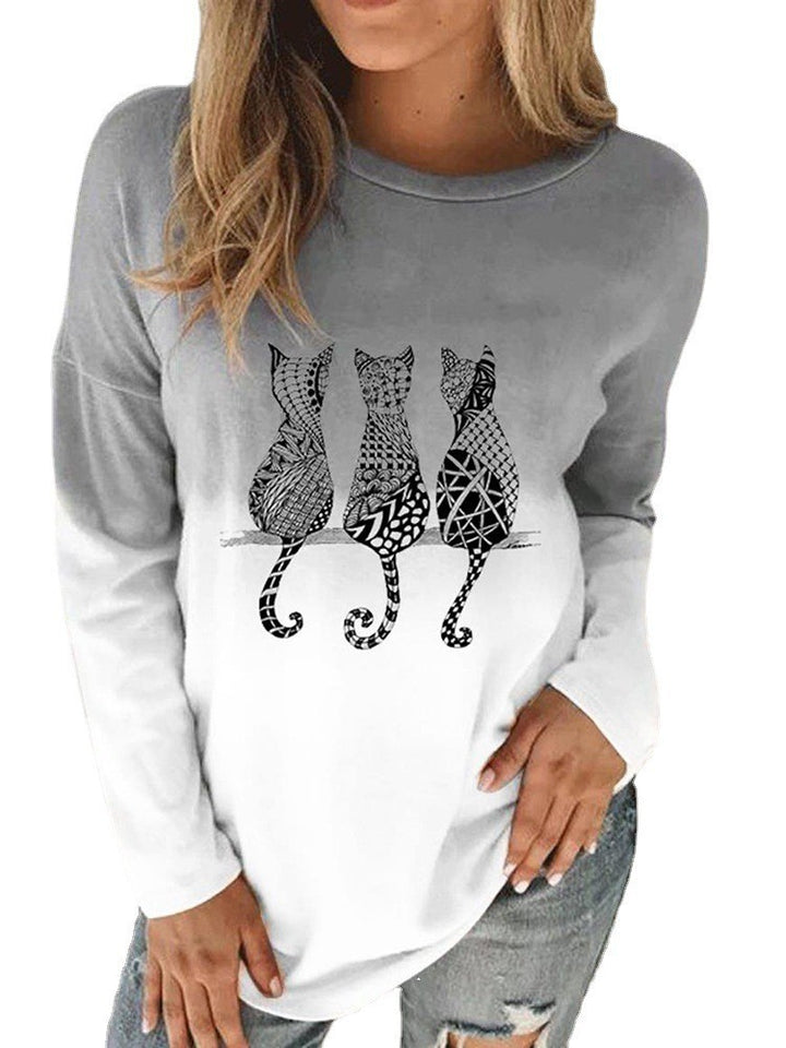 Damen Langärmeliges Oversize-Sweatshirt mit abstraktem Aquarell-Mosaikprint Drune