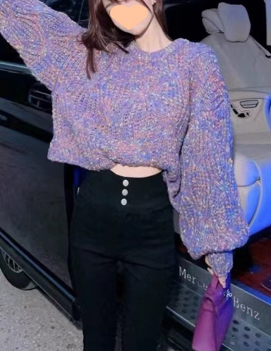Damen Grobstrickpullover mit voluminösen Ärmeln und strukturiertem Design Drune