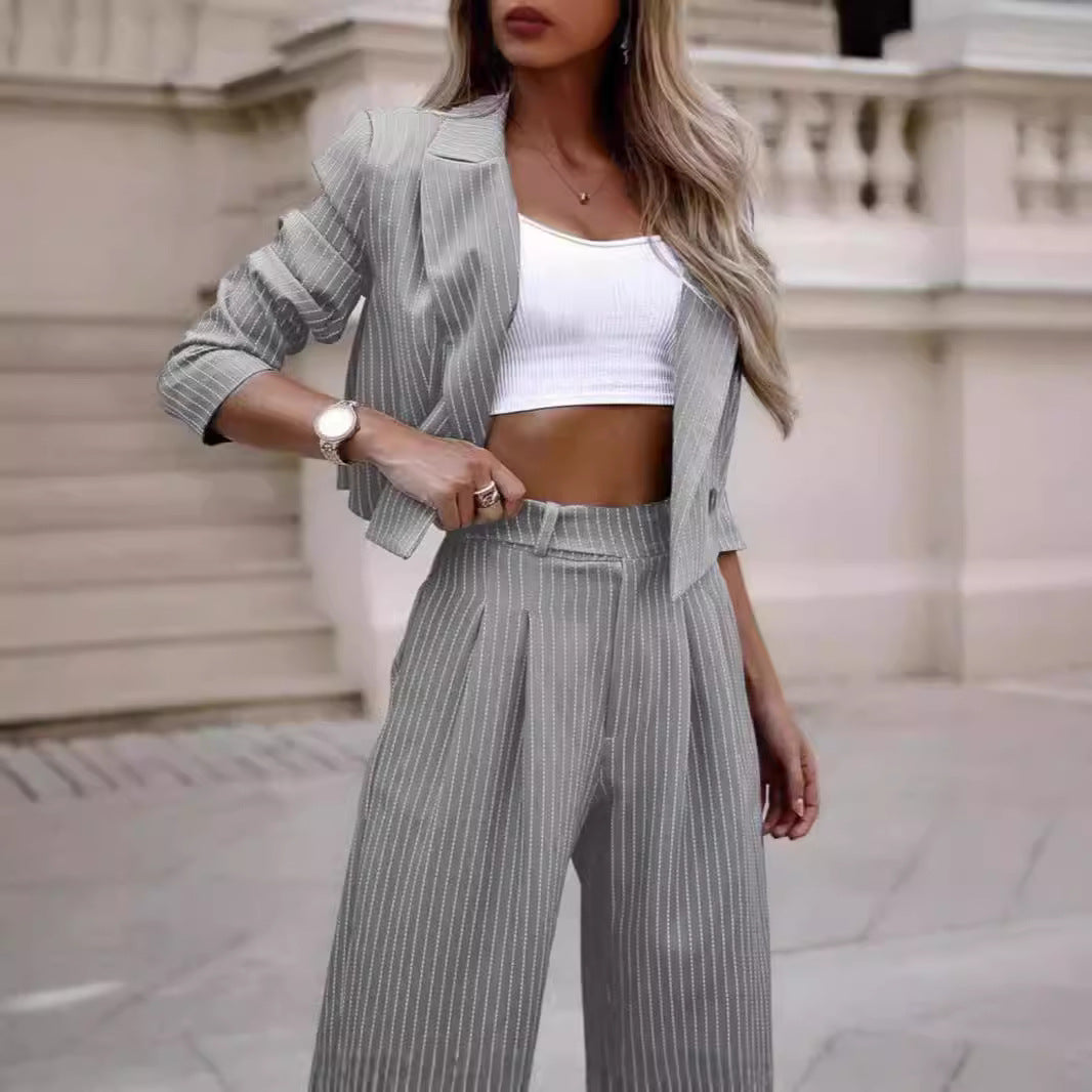 Damen Blazer Damen Set gestreift