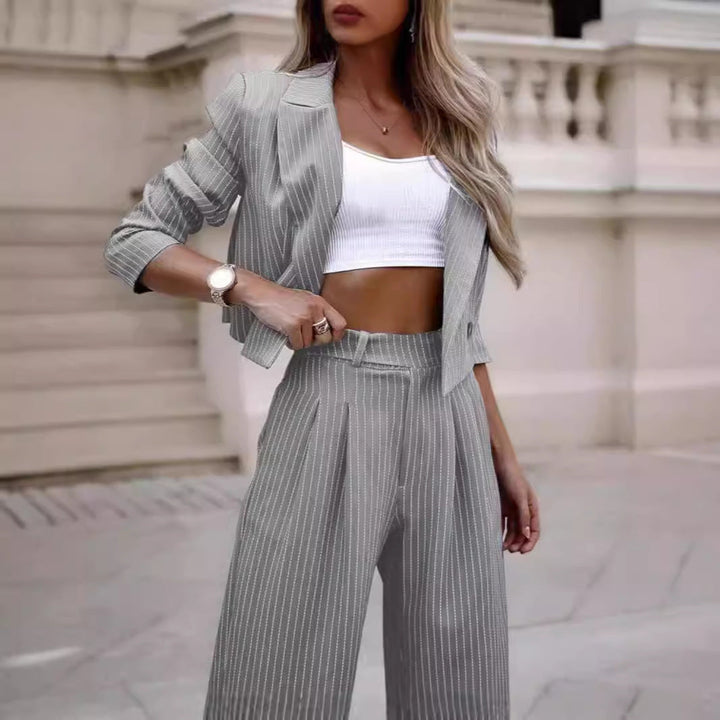 Damen Blazer Damen Set gestreift