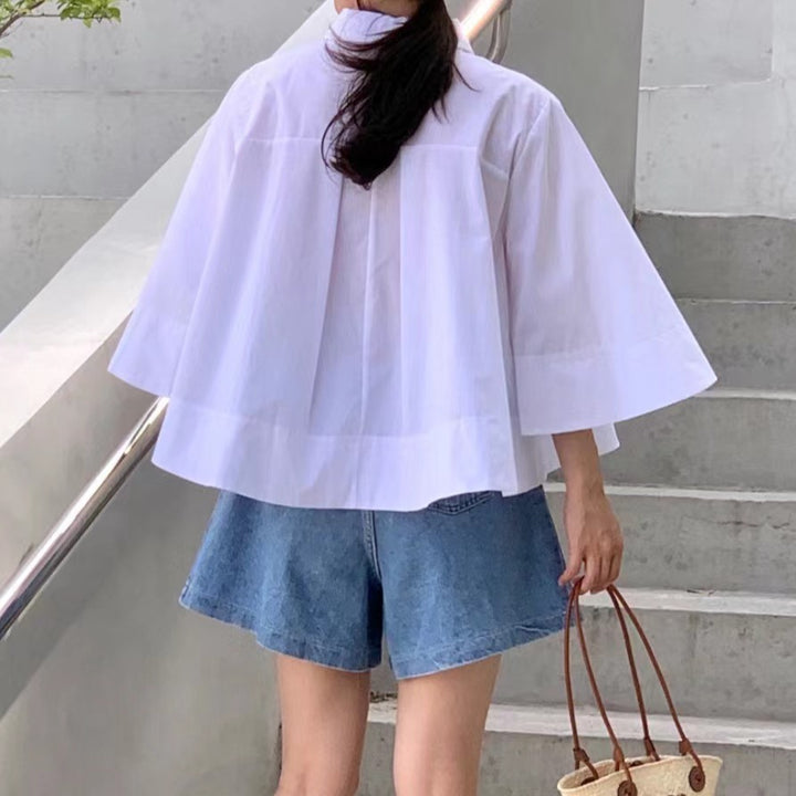 Damen Weite Oversize‑Hemdenbluse mit Cape‑Ärmeln und kastiger Silhouette Drune