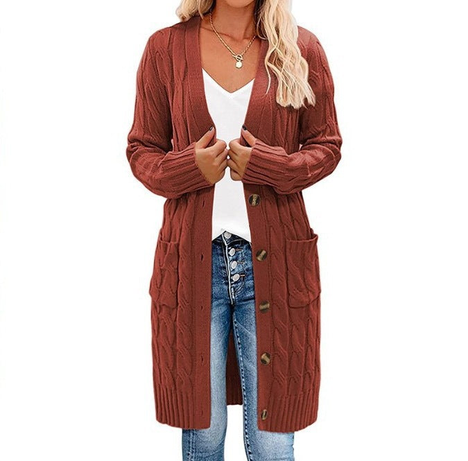 Damen Grobstrick-Cardigan mit Taschen und durchgehendem Knopfverschluss Drune