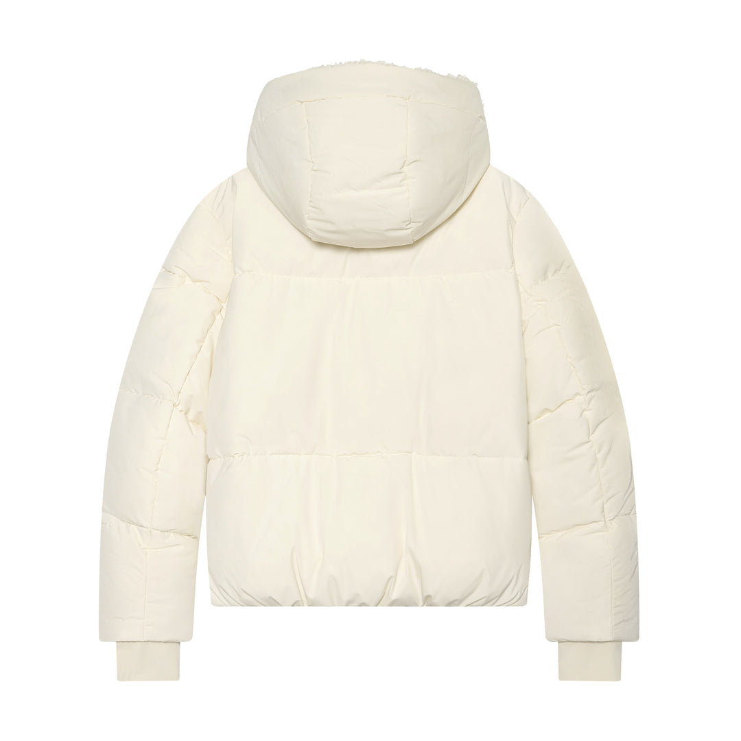 Damen Kurze wattierte Steppjacke mit Teddygefütterter Kapuze Drune
