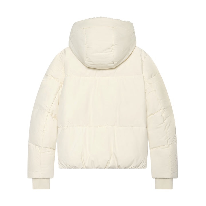 Damen Kurze wattierte Steppjacke mit Teddygefütterter Kapuze Drune