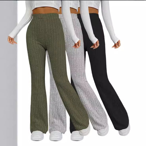Damen Weiche Ripp-Hose mit hohem Bund Drune