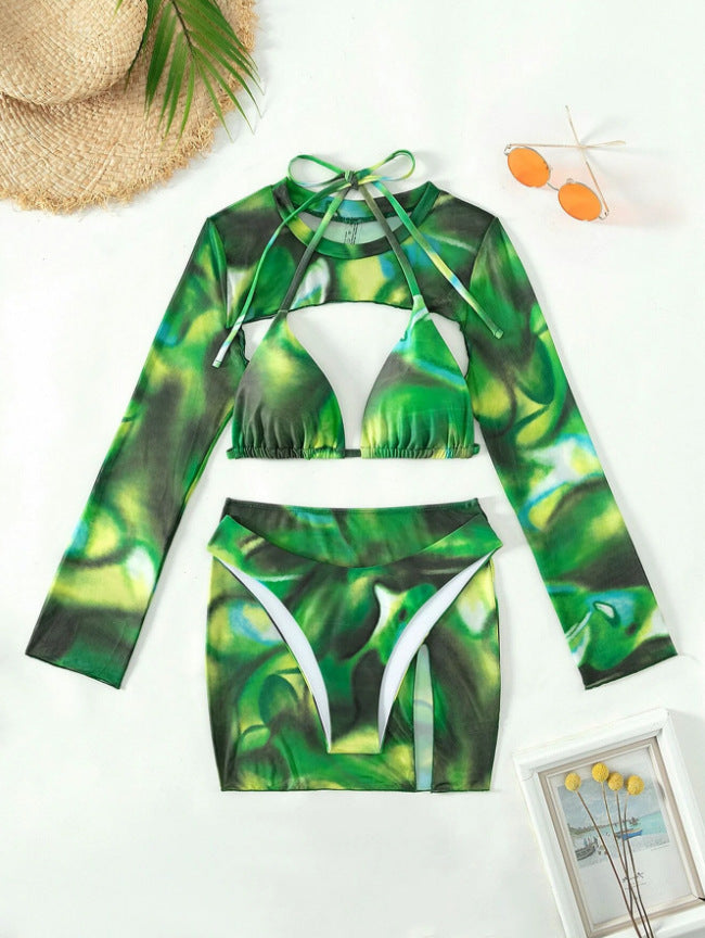 Damen Sport-Bikini-Set mit langen Ärmeln und modischem Schnitt Drune