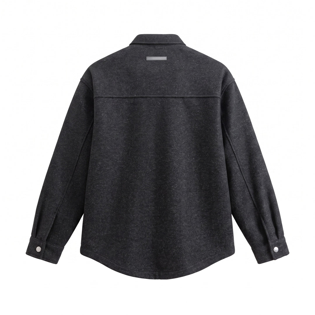 Herren Wollmix Overshirt im Hemdjackenstil mit Druckknopffront und Pattentasche Drune